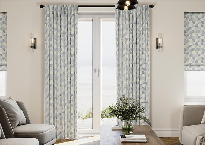 Mosaic Tile, Aquamarine - Made to Measure Curtains - Image 3